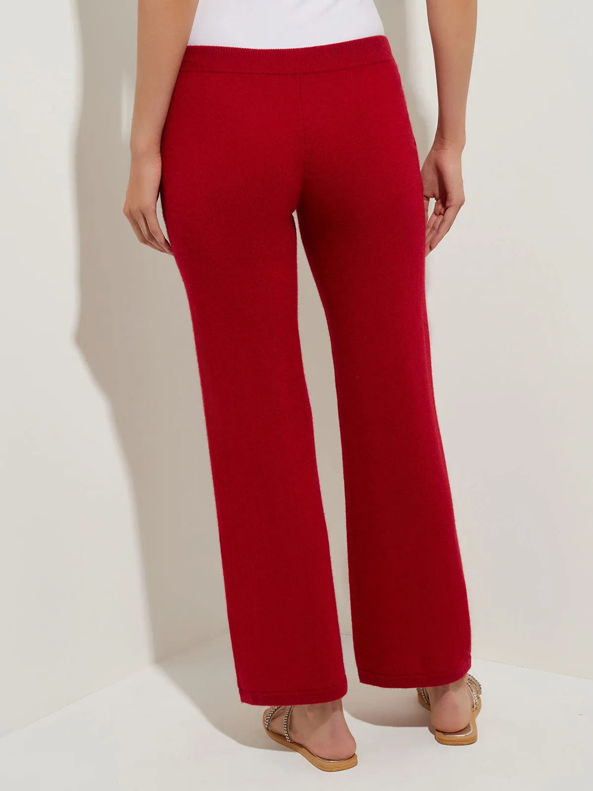 Cashmere Wide Leg Pant, Red