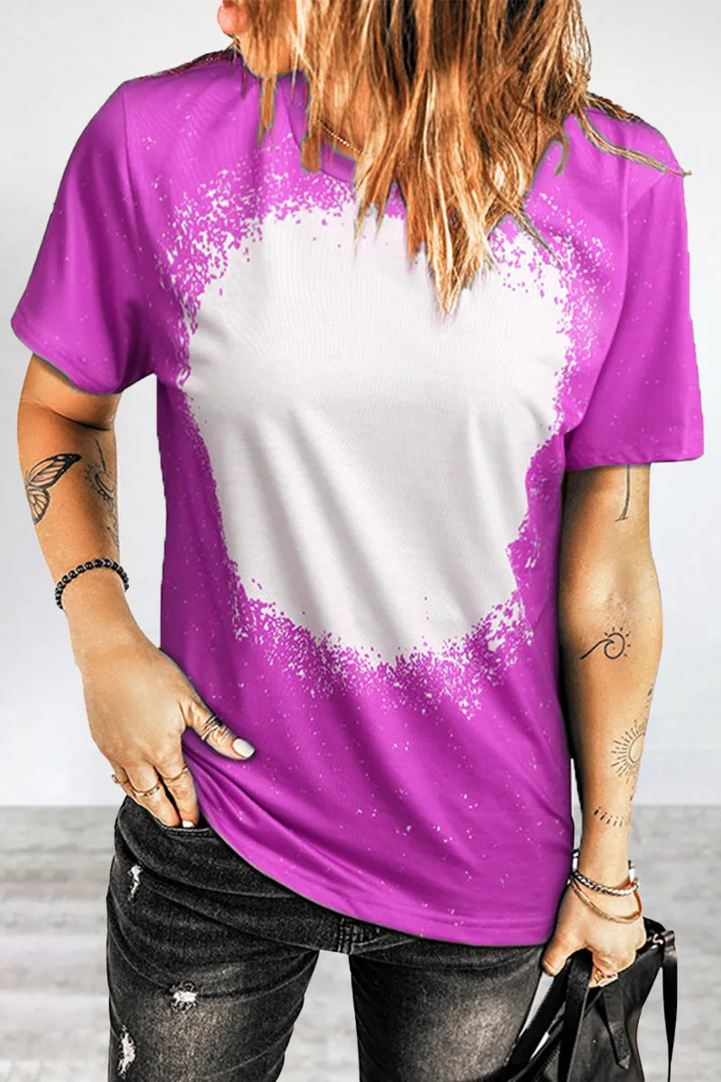 Casual Print Patchwork O Neck T-Shirts