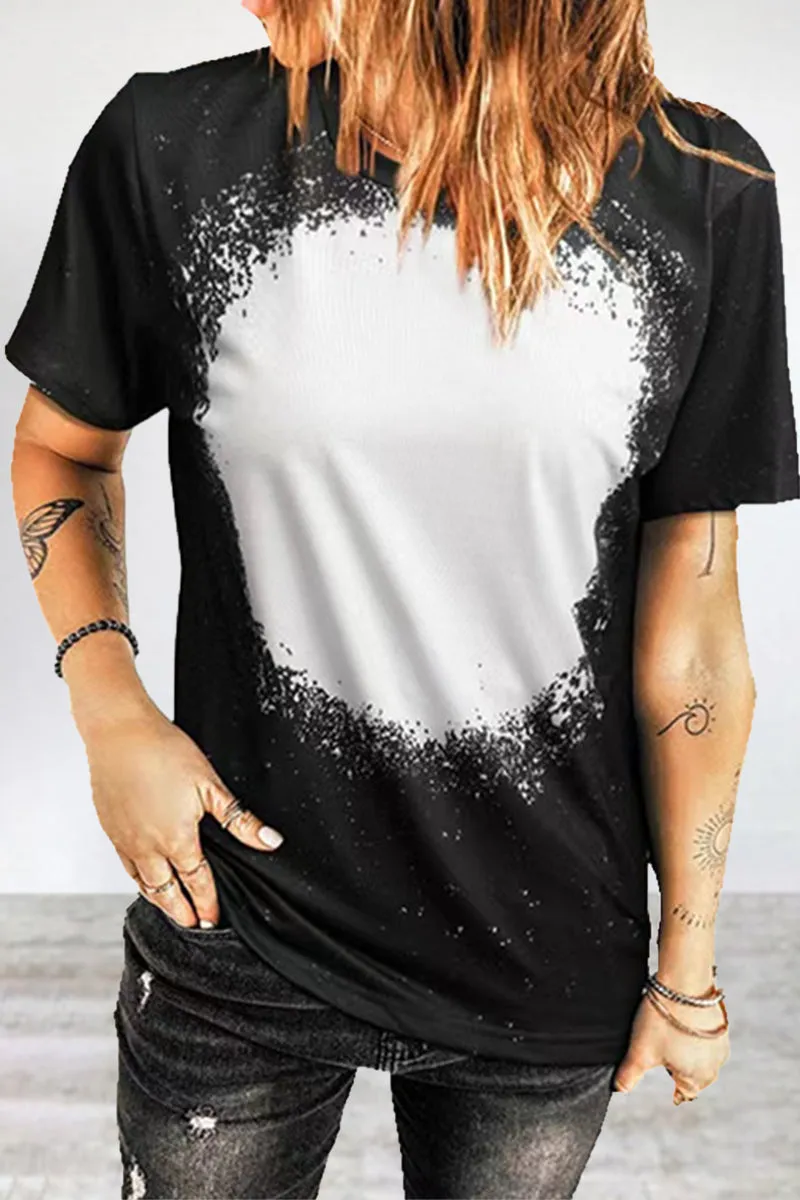 Casual Print Patchwork O Neck T-Shirts