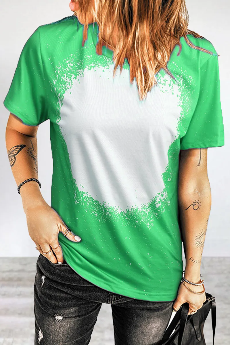 Casual Print Patchwork O Neck T-Shirts