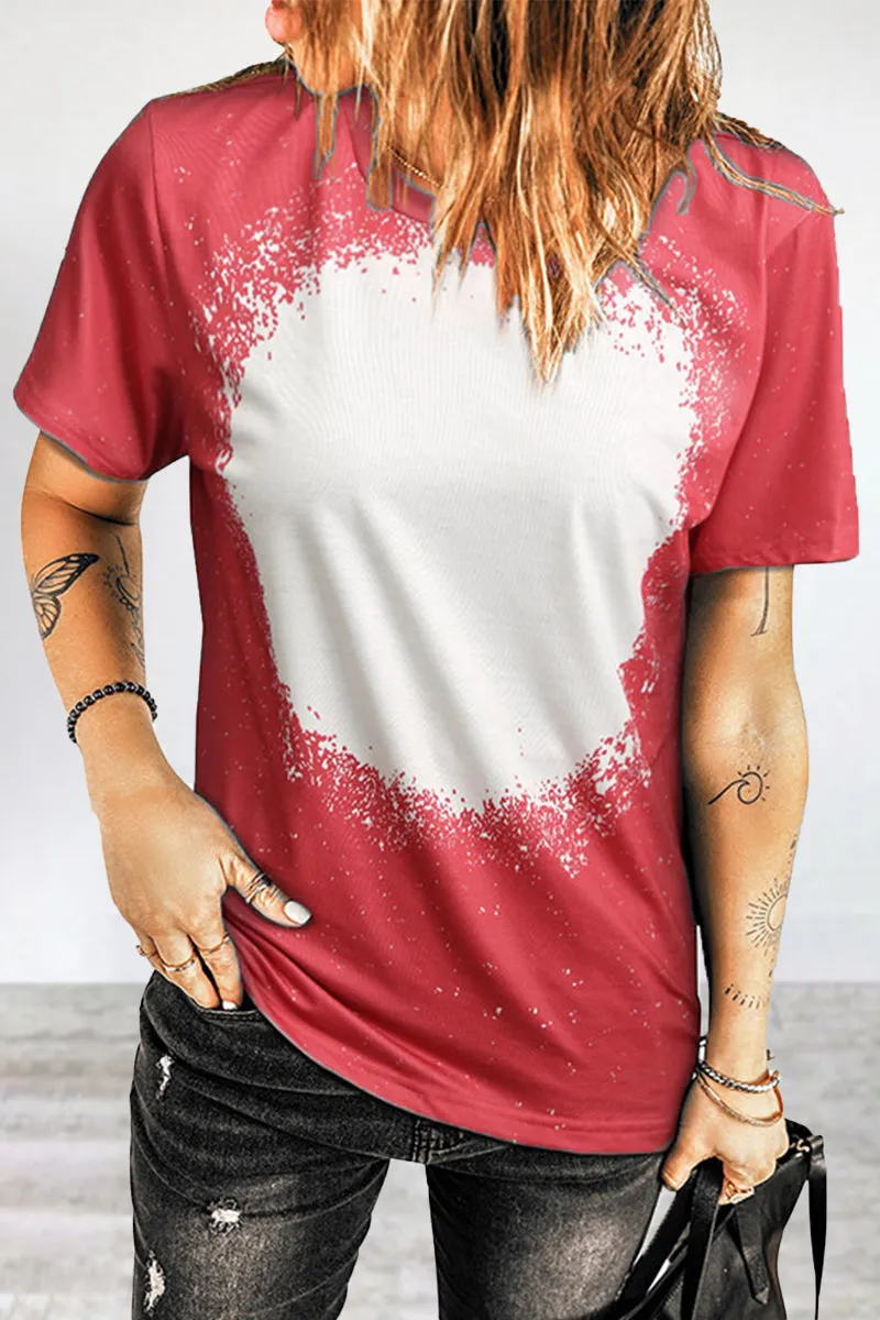 Casual Print Patchwork O Neck T-Shirts