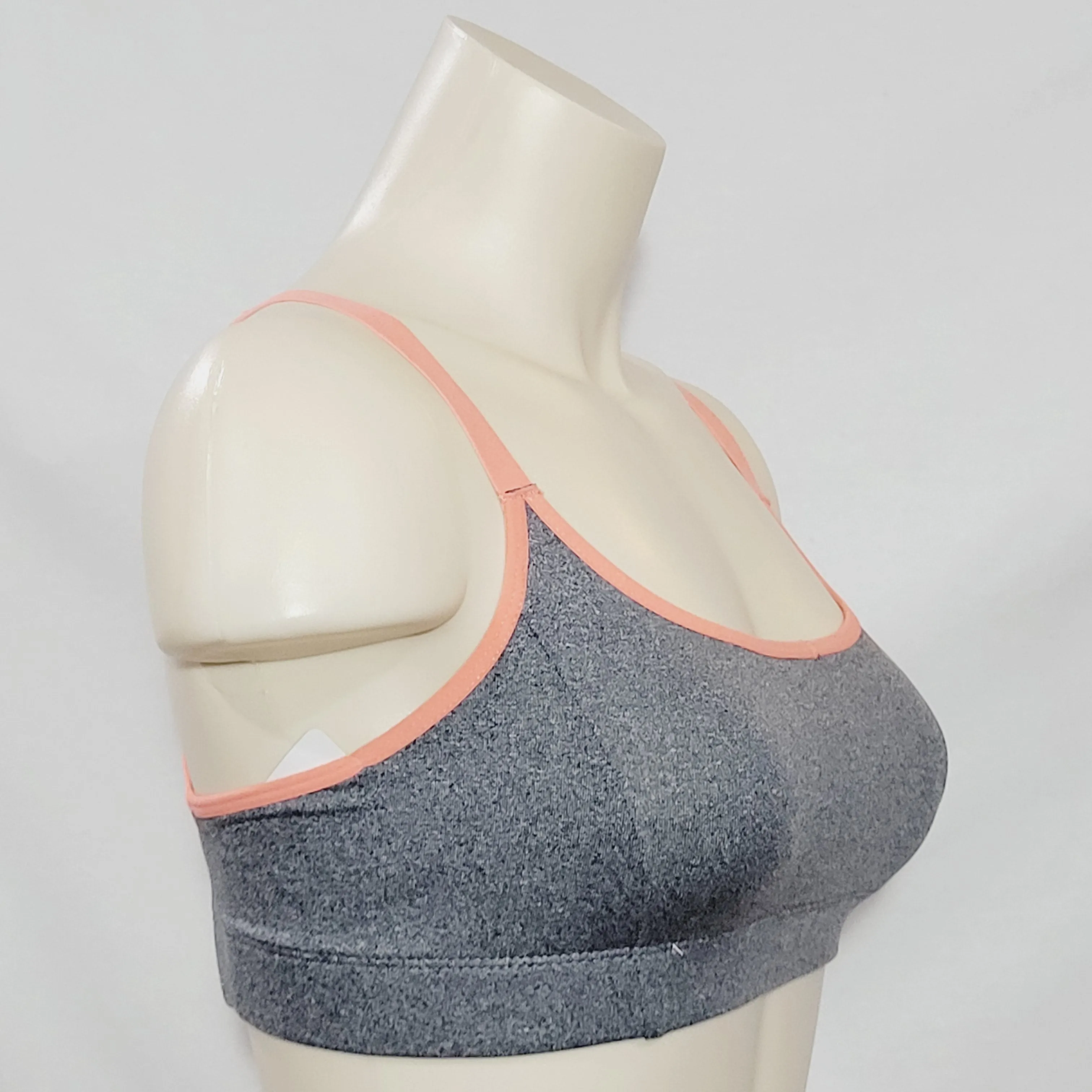 Champion N9688 Strappy Cami Wire Free Sports Bra XS X-SMALL Gray & Orange