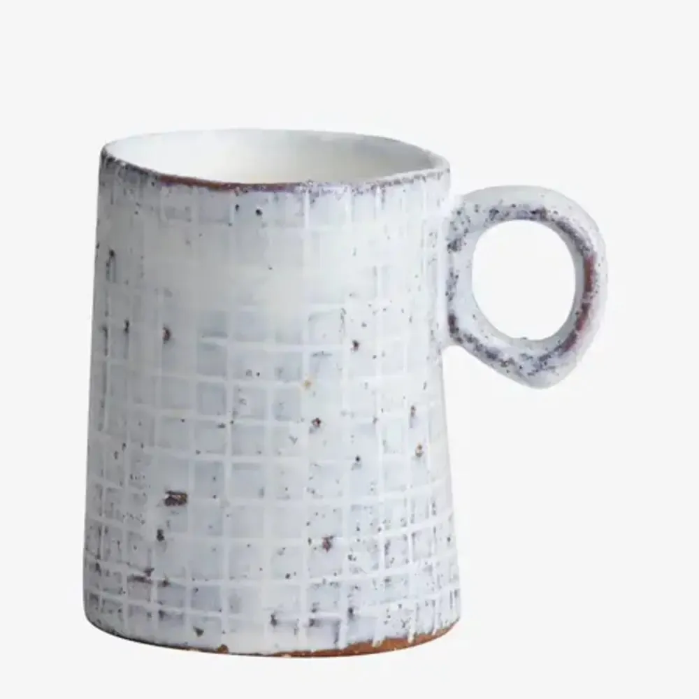 Checked Ice Blue Irregular Mug 10cm