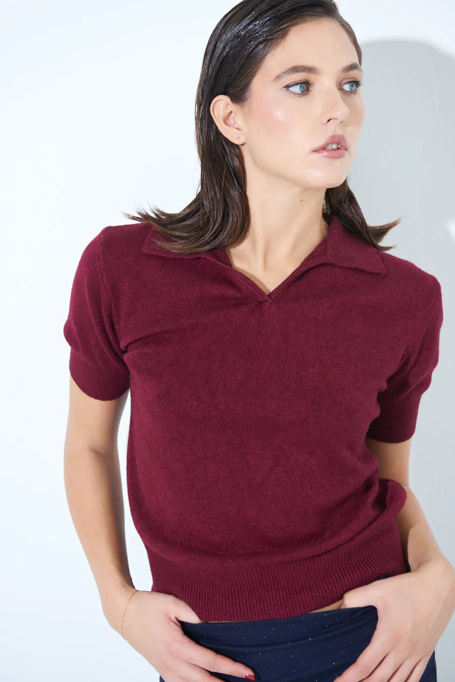 Classic short-sleeve polo knit top wholesale