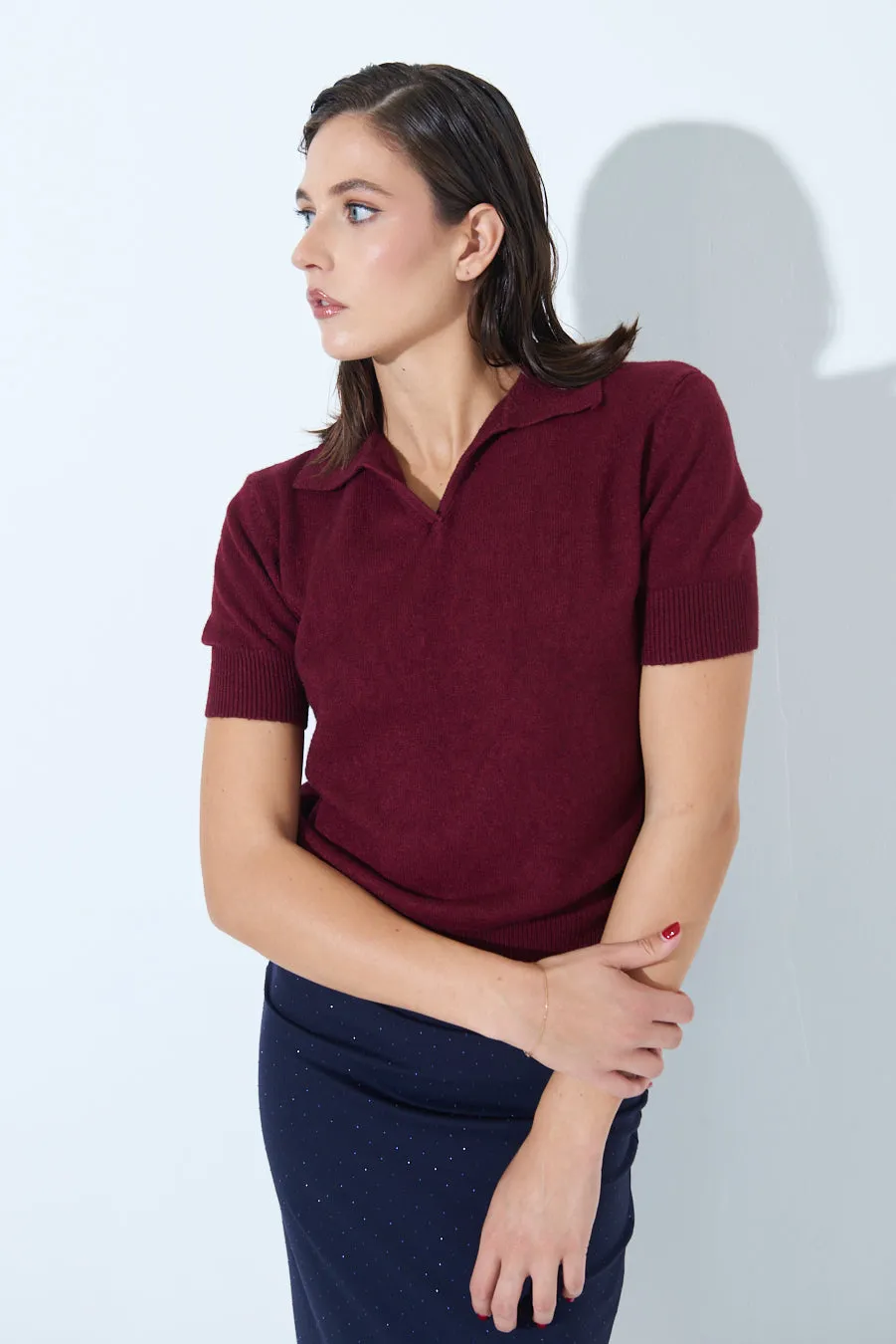 Classic short-sleeve polo knit top wholesale