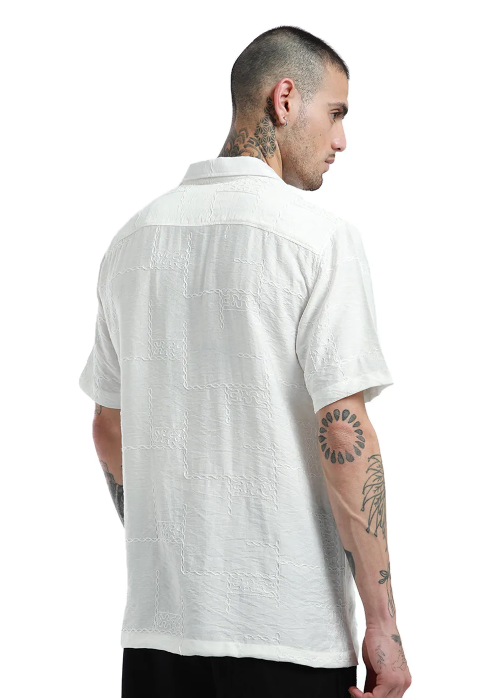 Cloud White Embroidery Shirt