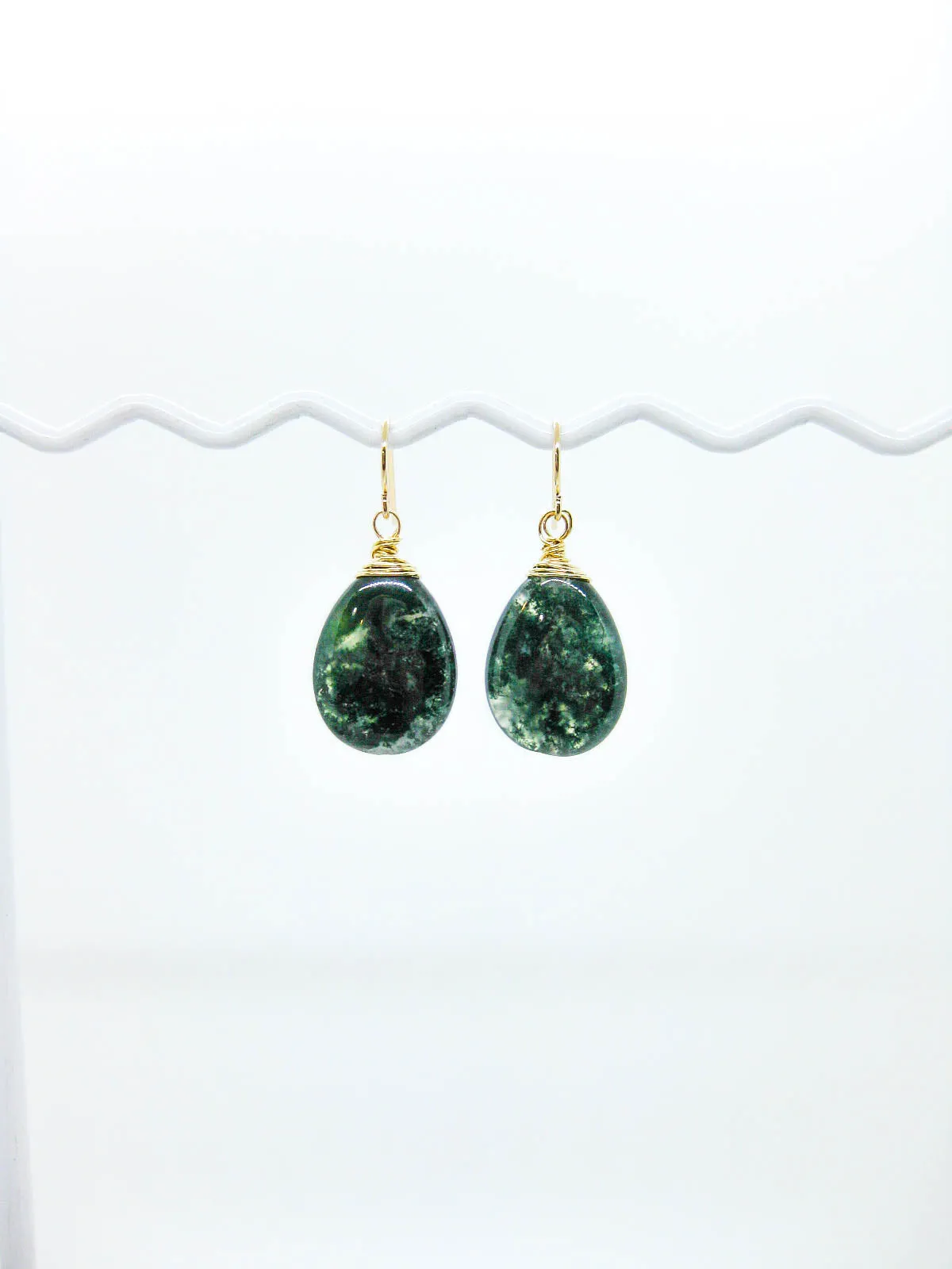 Clover: Moss Agate Earrings - e743