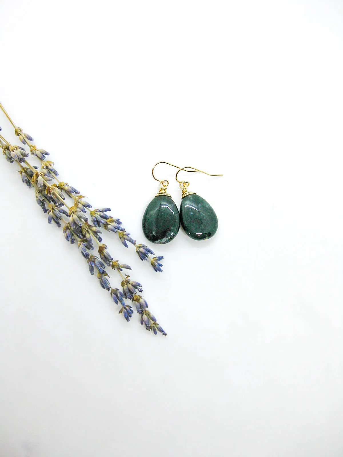 Clover: Moss Agate Earrings - e743