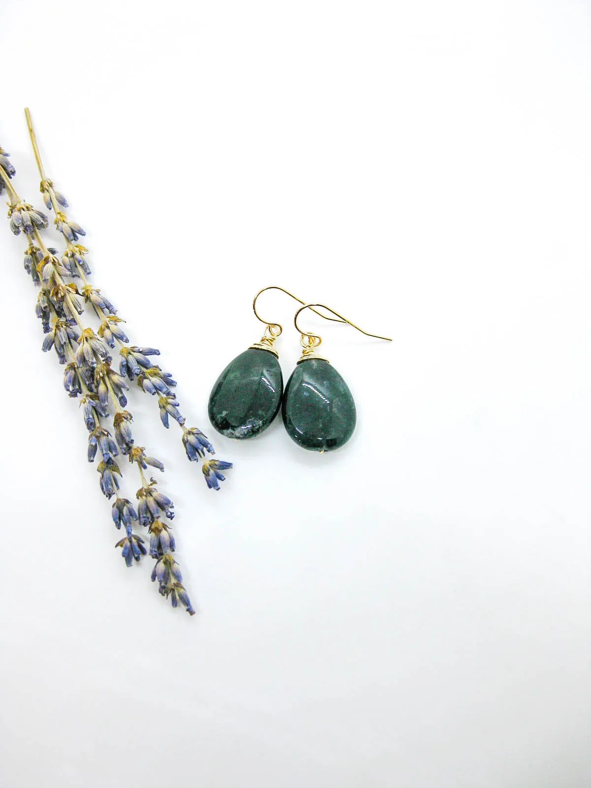 Clover: Moss Agate Earrings - e743