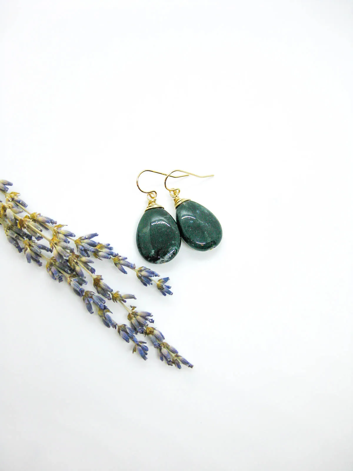 Clover: Moss Agate Earrings - e743