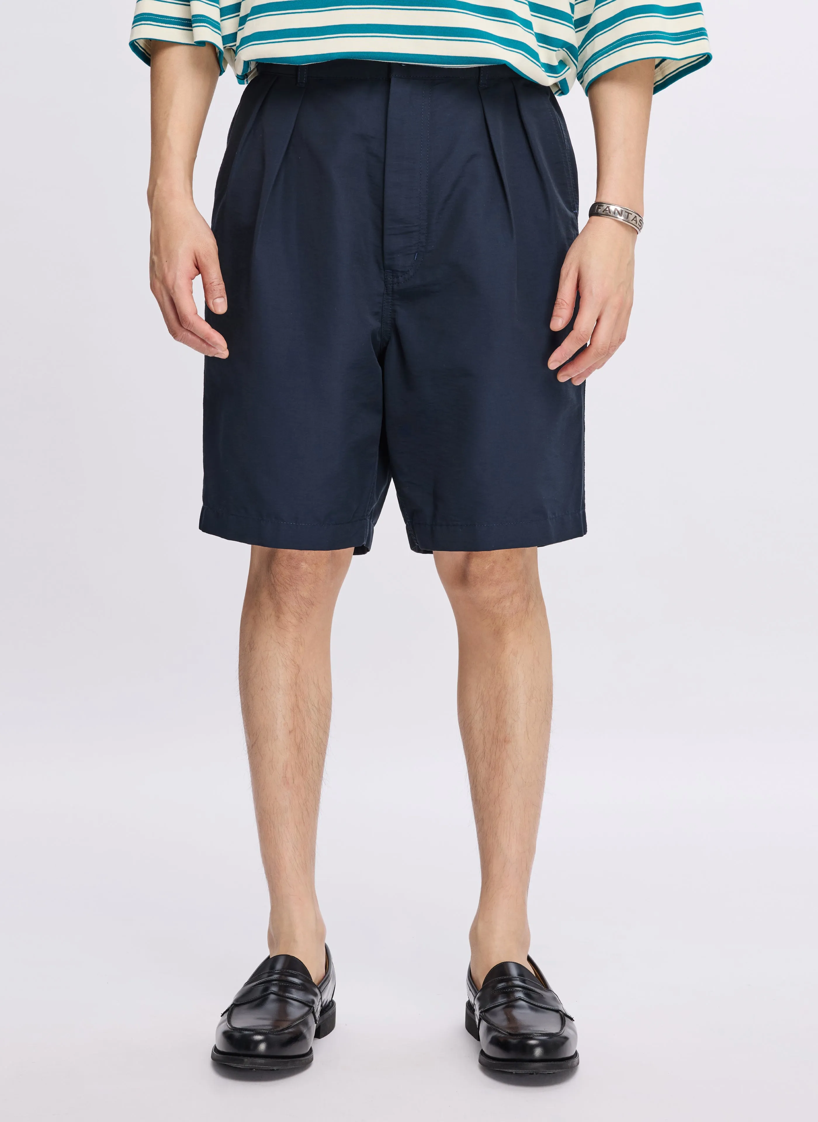 Cotton Nylon Pleated Shorts