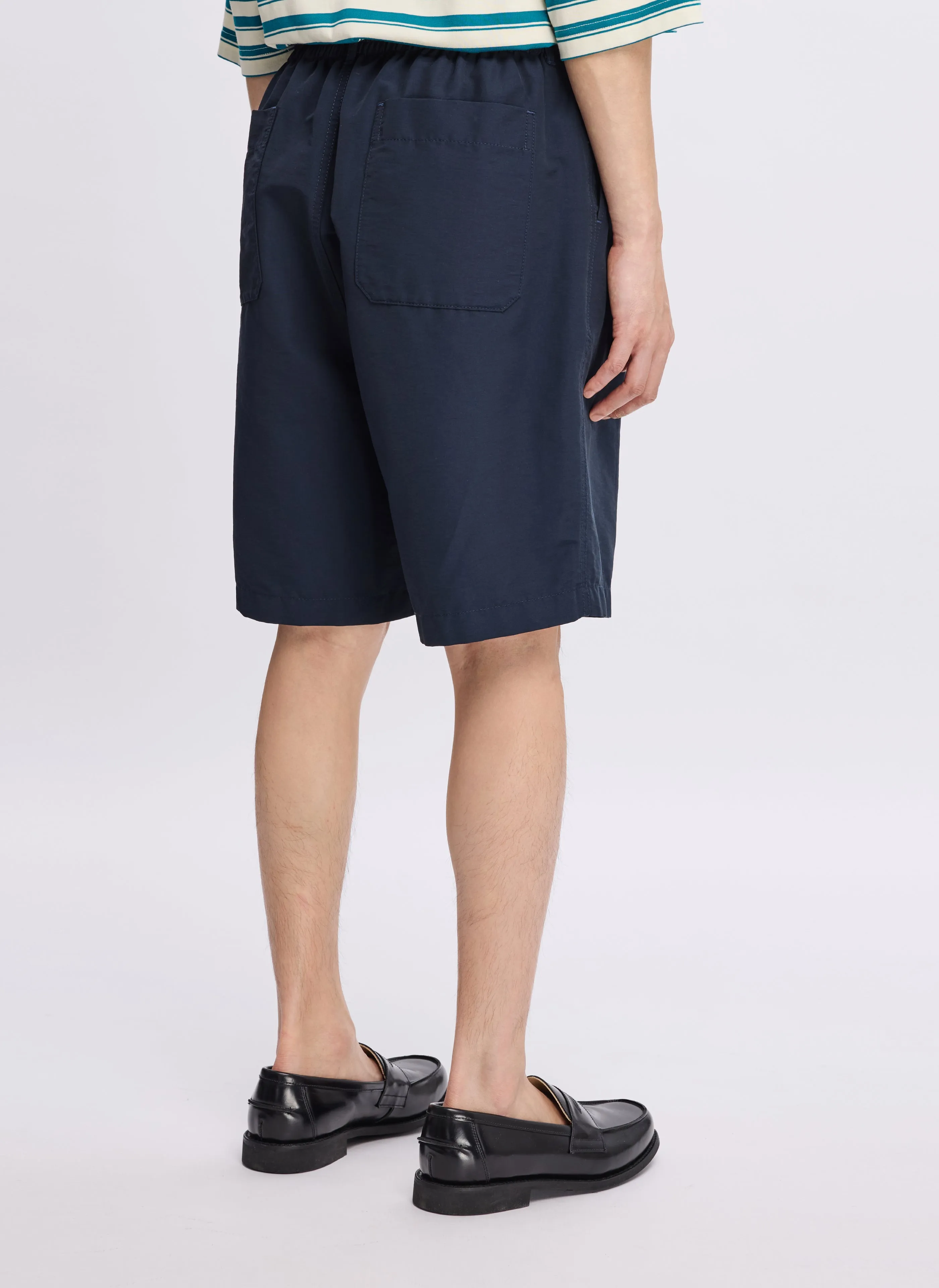 Cotton Nylon Pleated Shorts