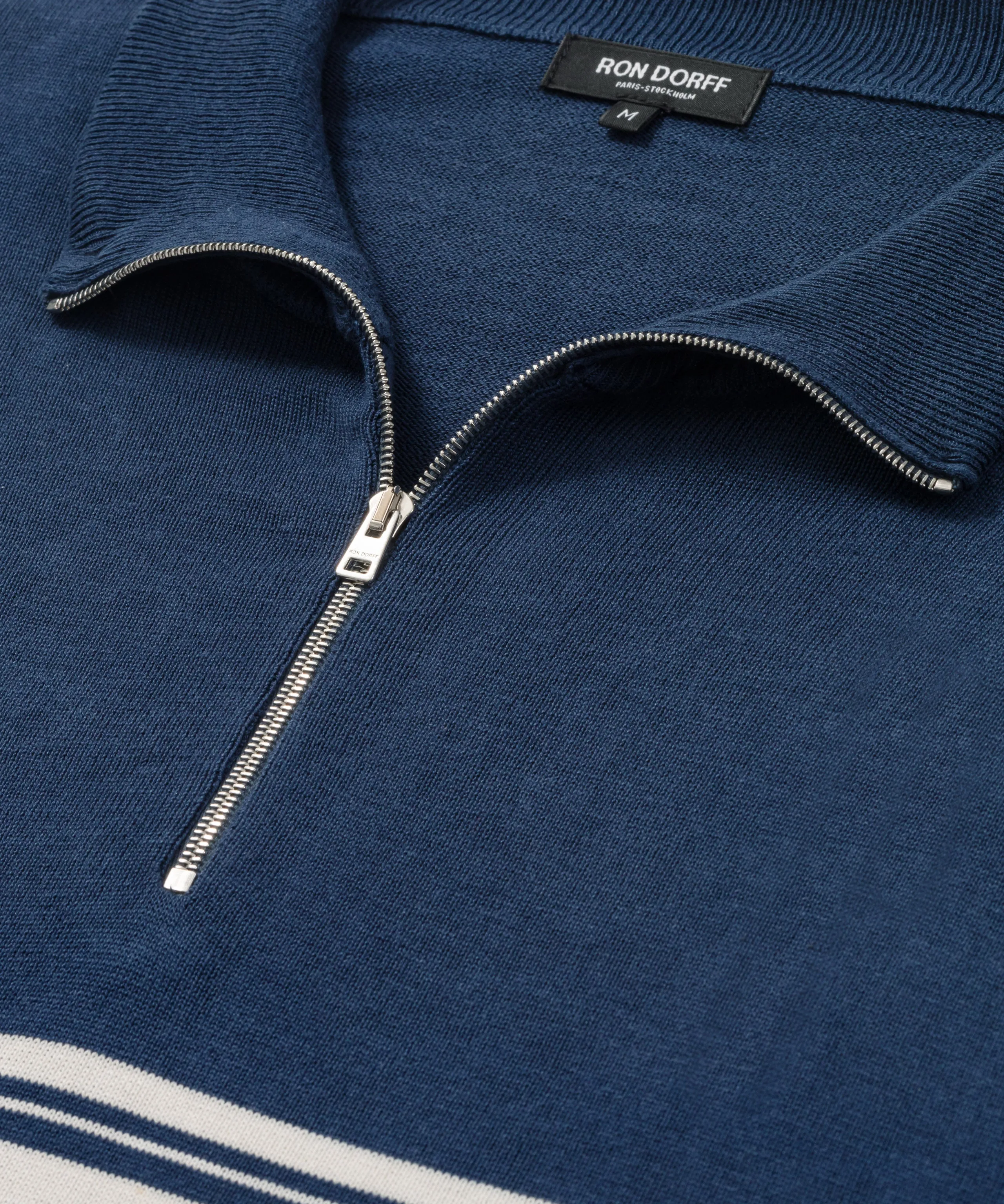 Cotton-Silk Long Sleeved RD Polo: Deep Blue