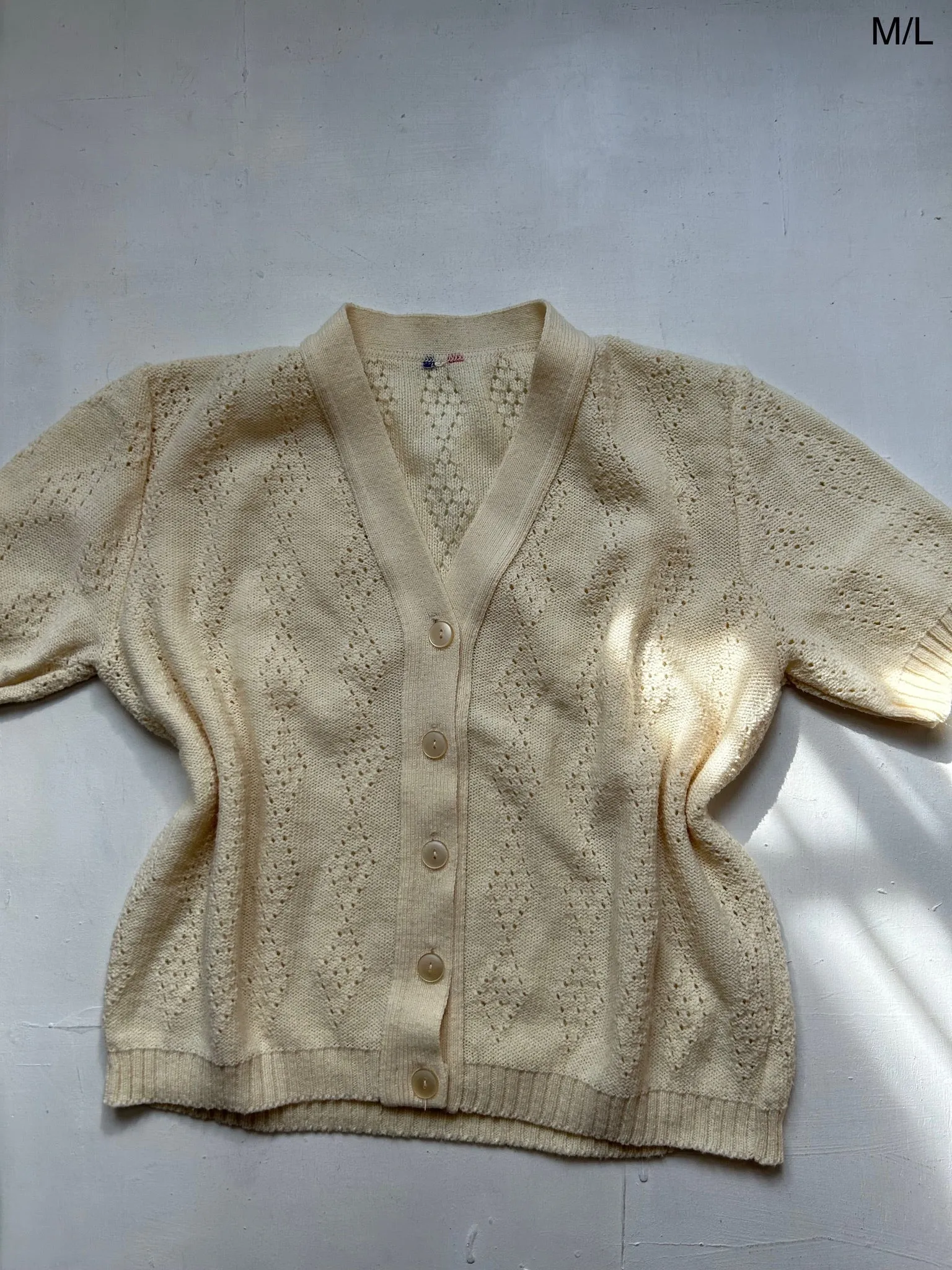 Cream cardigan knitted jumper tee (M/L)