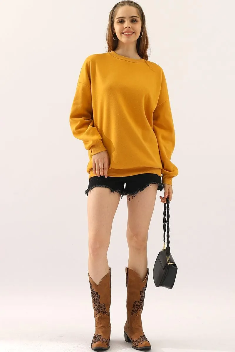 CREW NECK LONG SLEEVE PULLOVER TOPS SWEATSHIRT