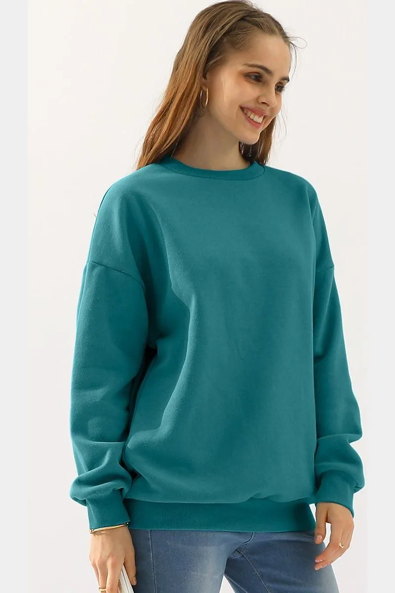 CREW NECK LONG SLEEVE PULLOVER TOPS SWEATSHIRT