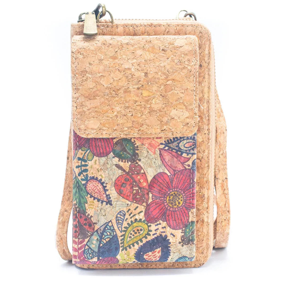 Crossbody Cork Zipper Wallet 2239