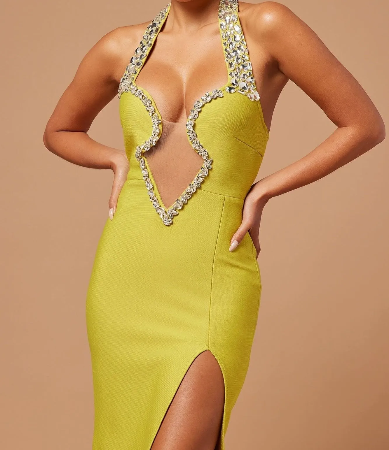 DASHA Crystals Maxi Bandage Dress