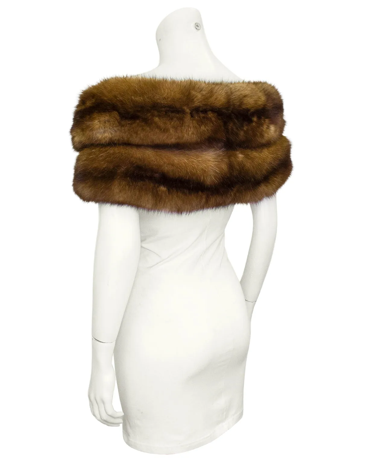 De Pinna Golden Sable Fur Stole With Velvet Bow