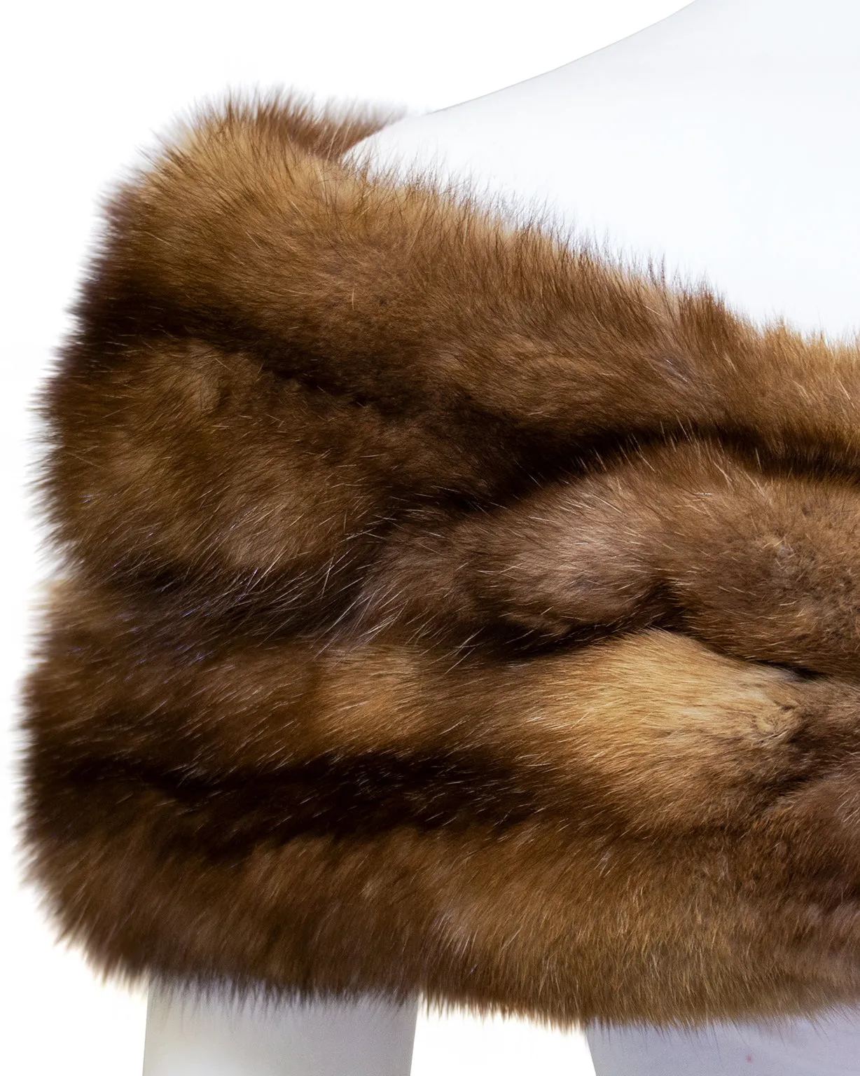 De Pinna Golden Sable Fur Stole With Velvet Bow