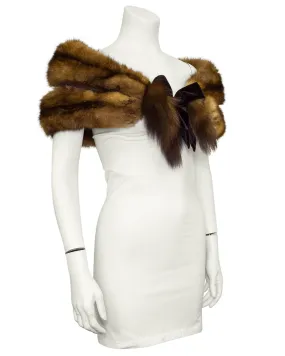 De Pinna Golden Sable Fur Stole With Velvet Bow