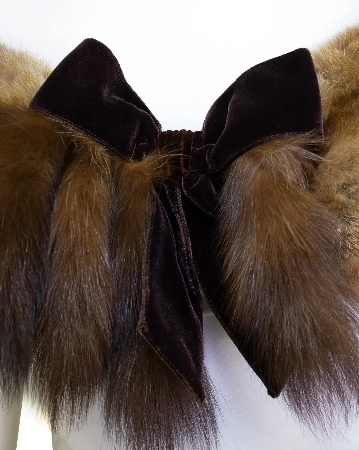 De Pinna Golden Sable Fur Stole With Velvet Bow