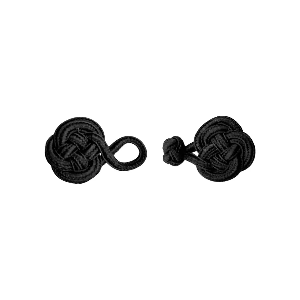 Decorative Toggle Small Black Braided Ornate Frog Closure Fastener