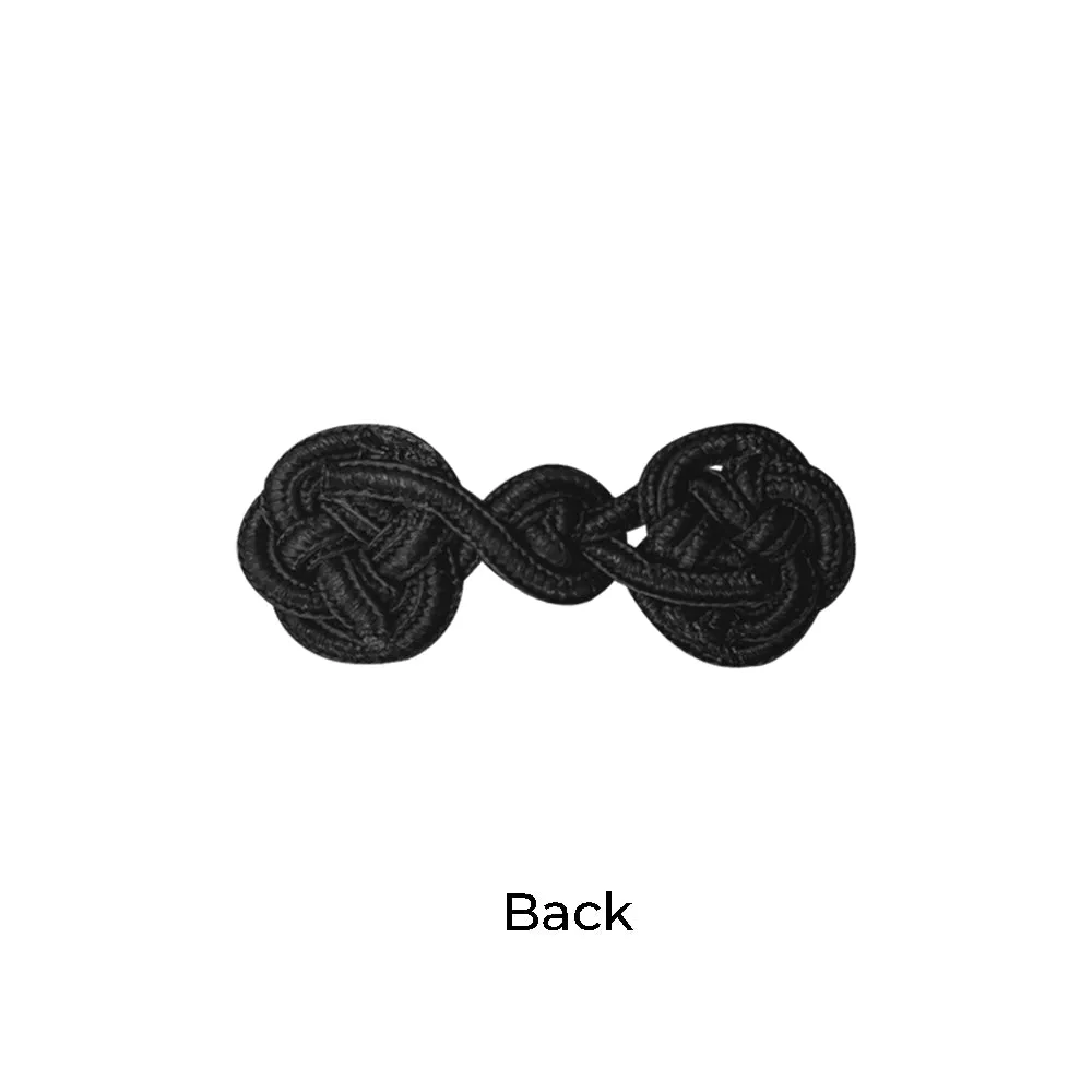 Decorative Toggle Small Black Braided Ornate Frog Closure Fastener