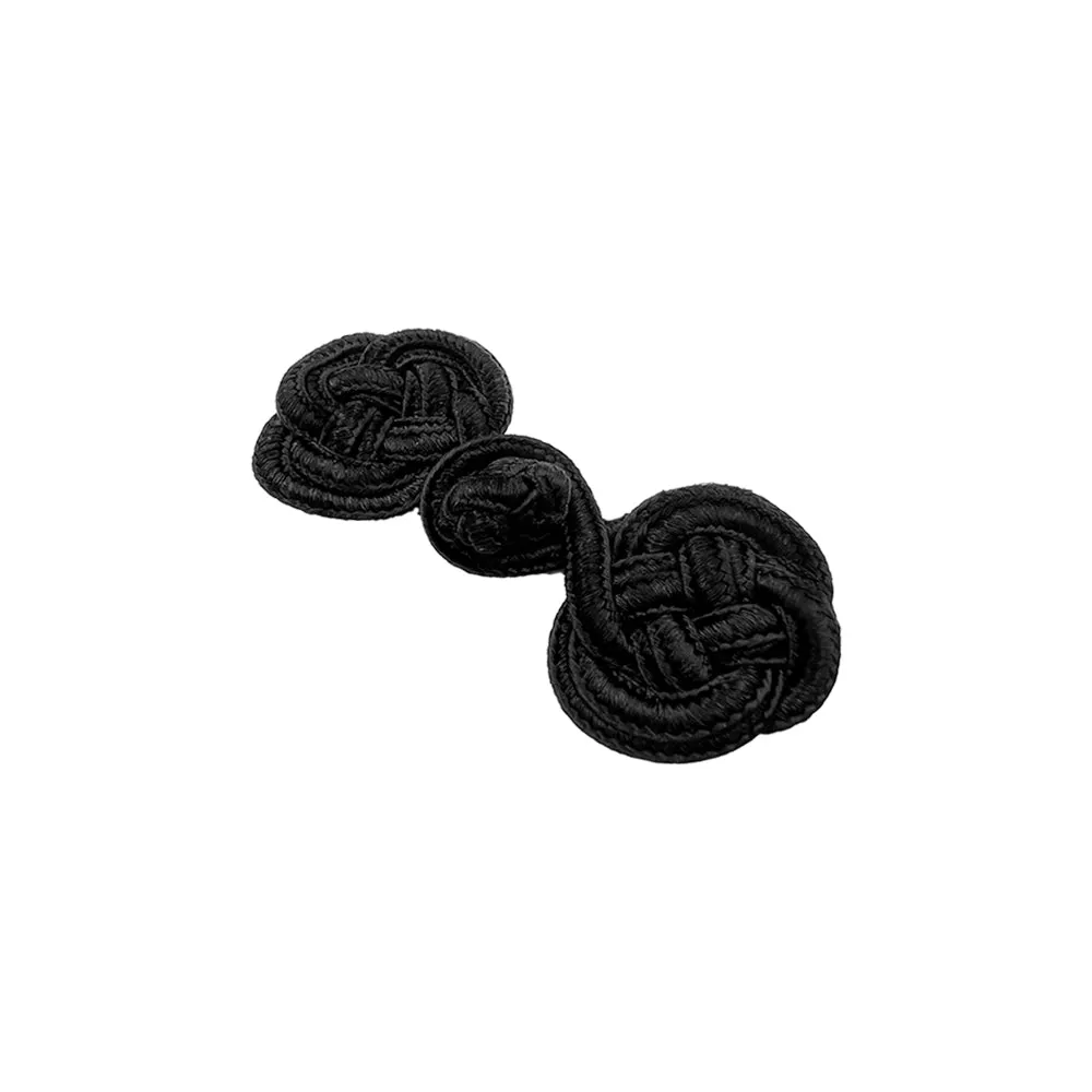 Decorative Toggle Small Black Braided Ornate Frog Closure Fastener