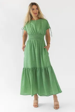 Delia Green Textured Maxi Dress - Final Sale