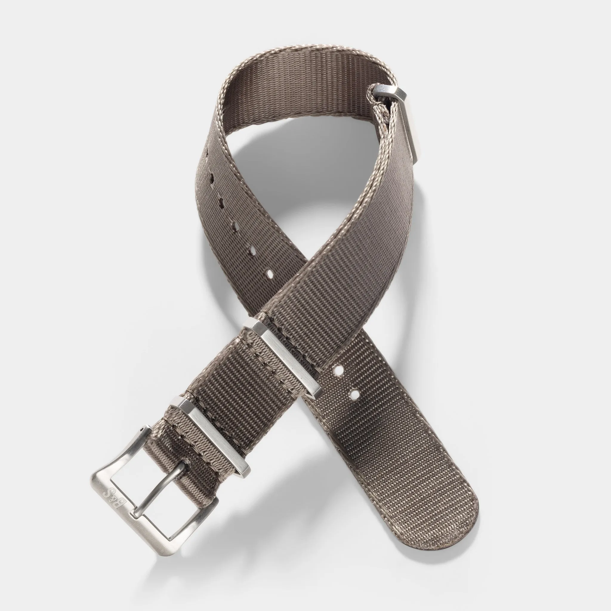 Deluxe Nylon Single Pass Watch Strap Taupe Grey