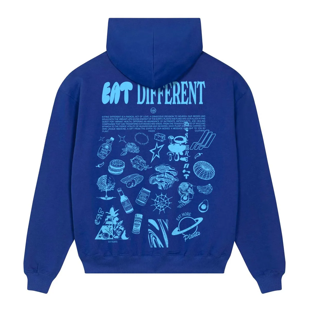 Eat Different Deluxe Organic Box Hoodie - Cobalt Blue