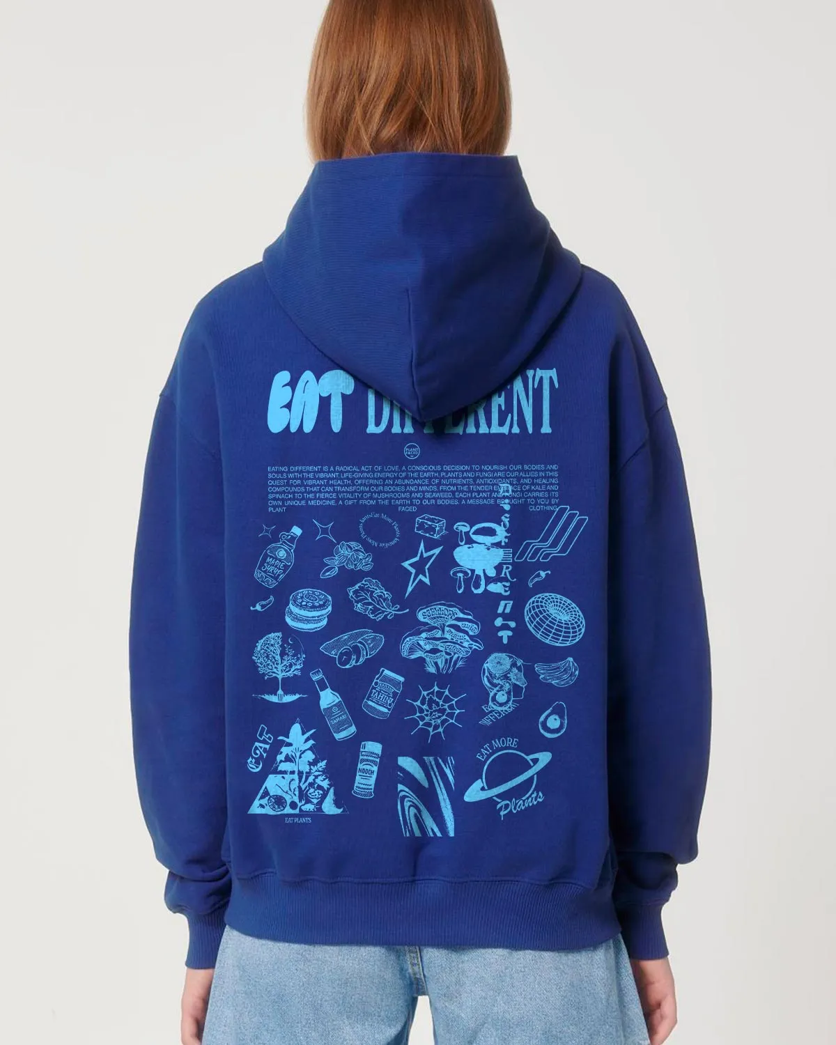 Eat Different Deluxe Organic Box Hoodie - Cobalt Blue