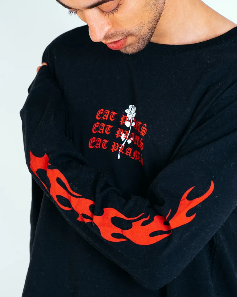 Eat Plants Goth Flames - Long Sleeve - Black