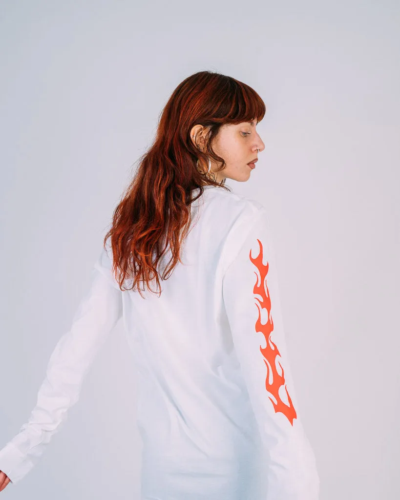 Eat Plants Goth Flames - Long Sleeve - White