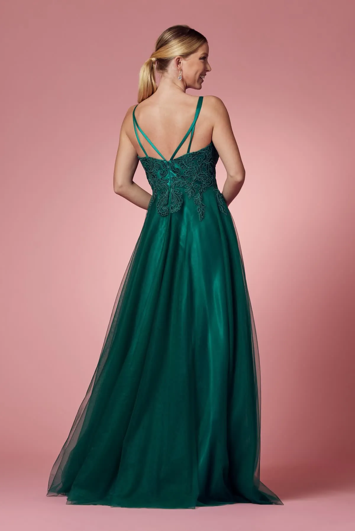 Embroidered Bodice Long Prom & Bridesmaid Dress NXR357