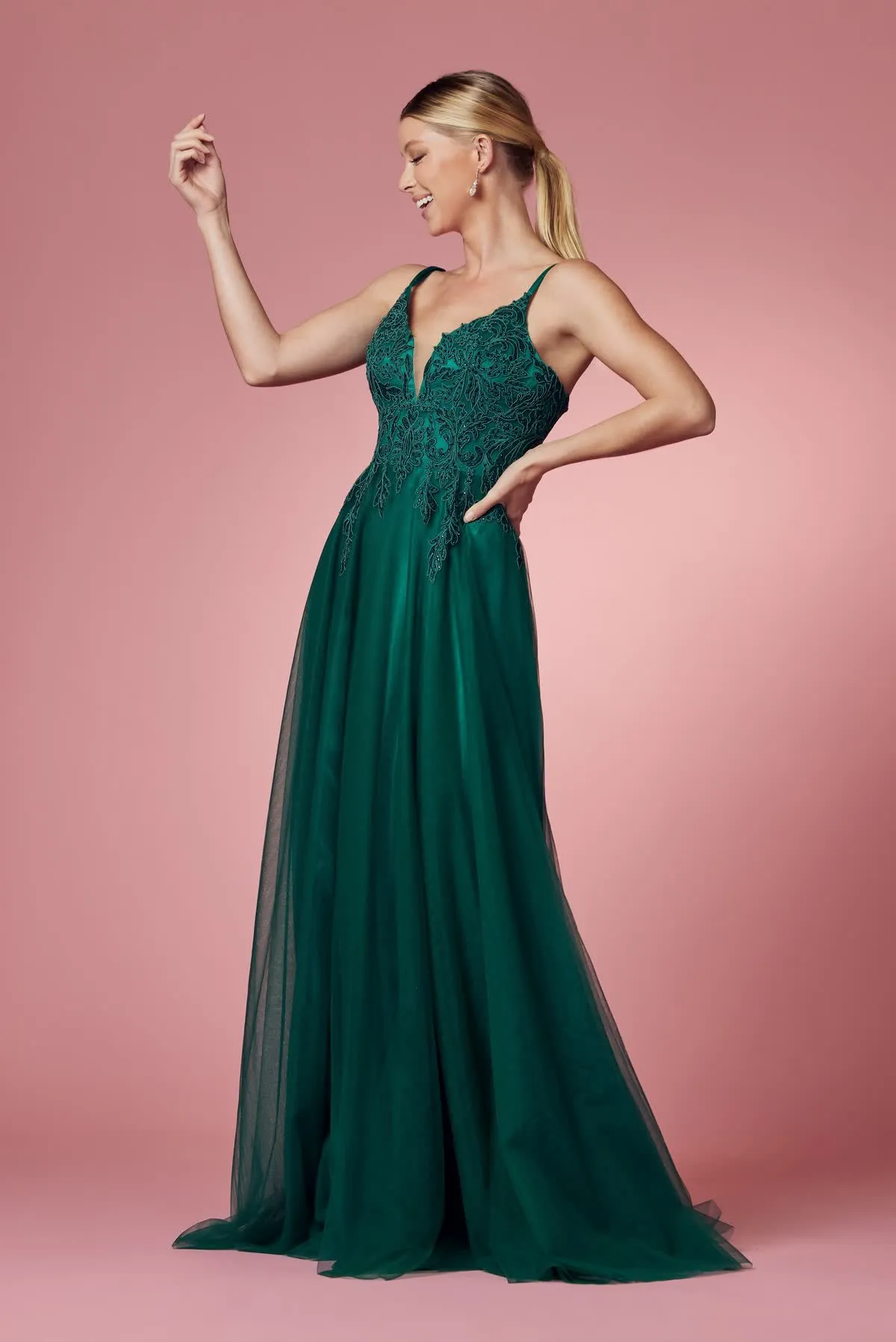 Embroidered Bodice Long Prom & Bridesmaid Dress NXR357