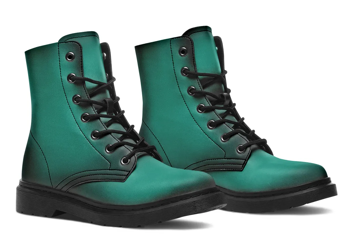 Enchanted Emerald Boots - Vegan Leather Doc-Style Boots with Durable Stitched on Soles