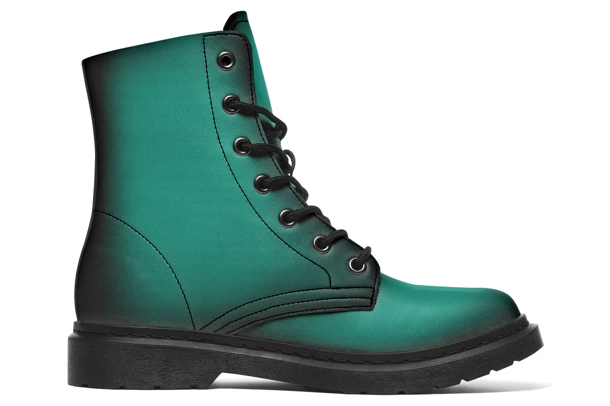 Enchanted Emerald Boots - Vegan Leather Doc-Style Boots with Durable Stitched on Soles