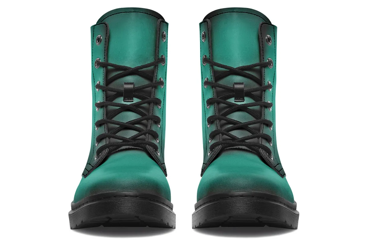 Enchanted Emerald Boots - Vegan Leather Doc-Style Boots with Durable Stitched on Soles