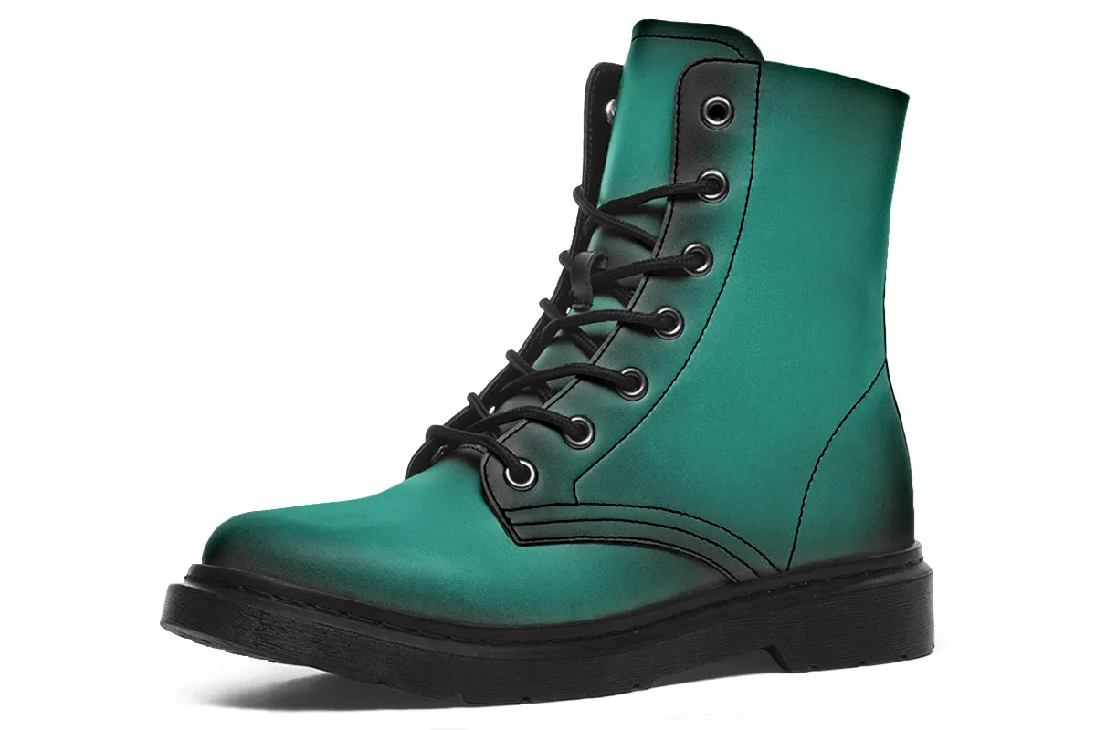 Enchanted Emerald Boots - Vegan Leather Doc-Style Boots with Durable Stitched on Soles