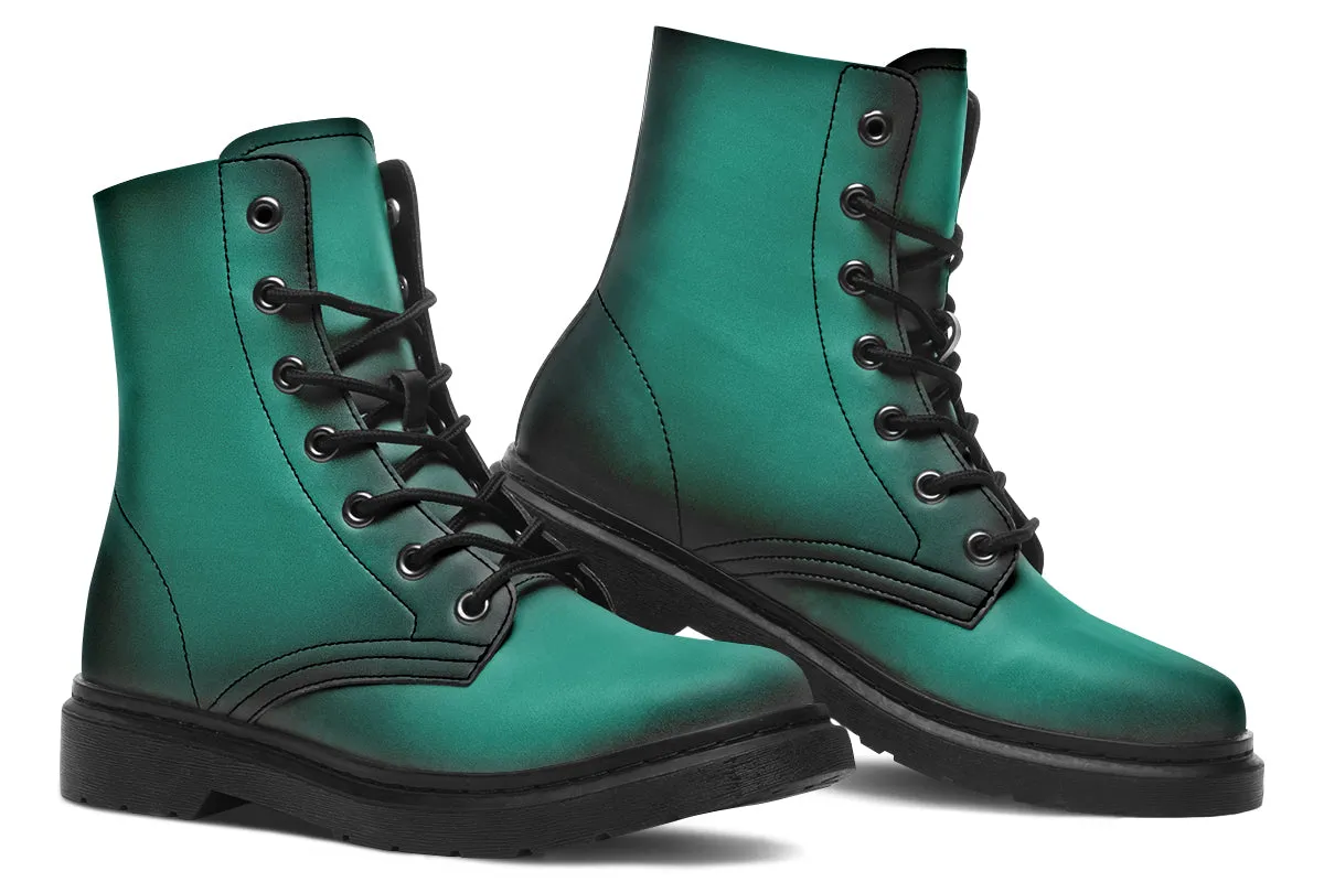 Enchanted Emerald Boots - Vegan Leather Doc-Style Boots with Durable Stitched on Soles