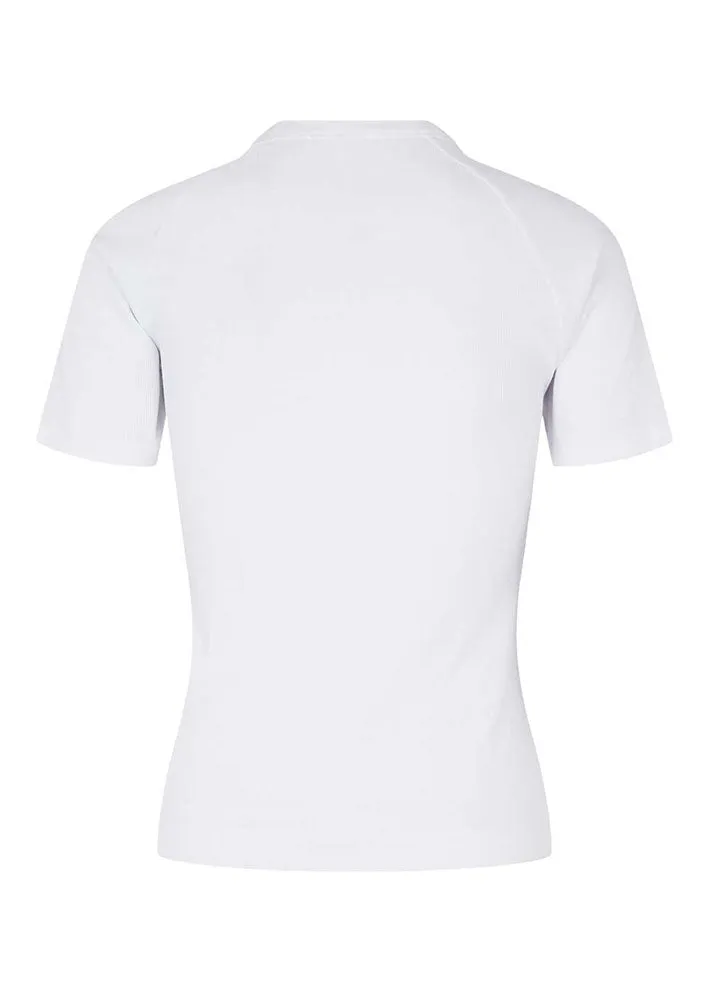 Esmé Studios Blossom SS O-neck Rib T-shirt - White