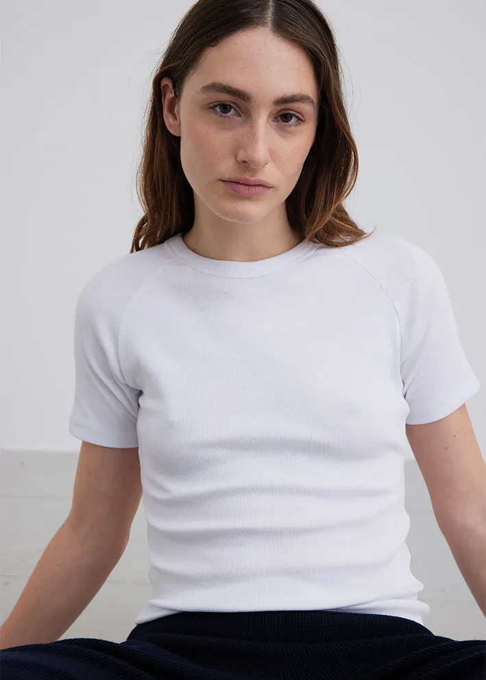 Esmé Studios Blossom SS O-neck Rib T-shirt - White