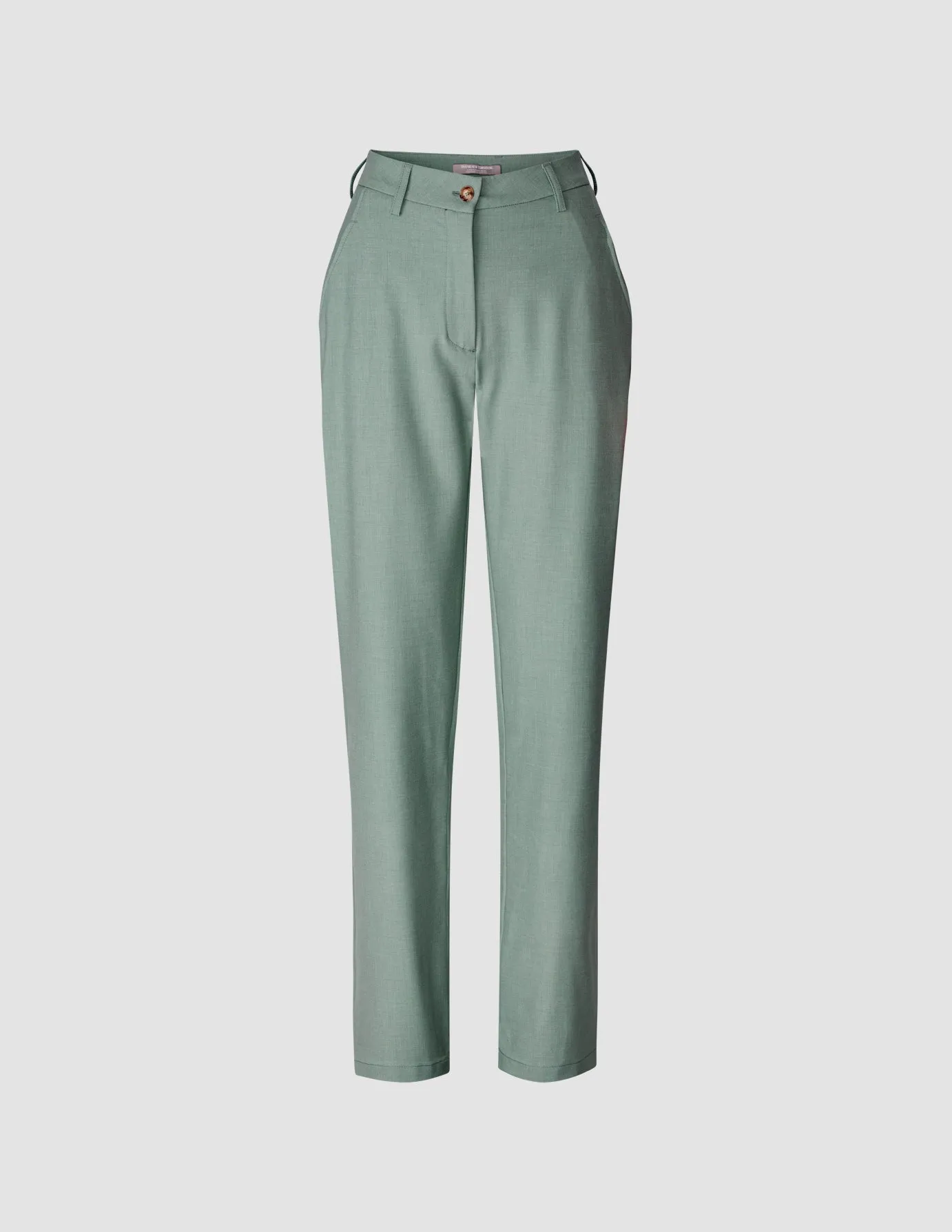 Essential Pants Straight Calm Green Melange