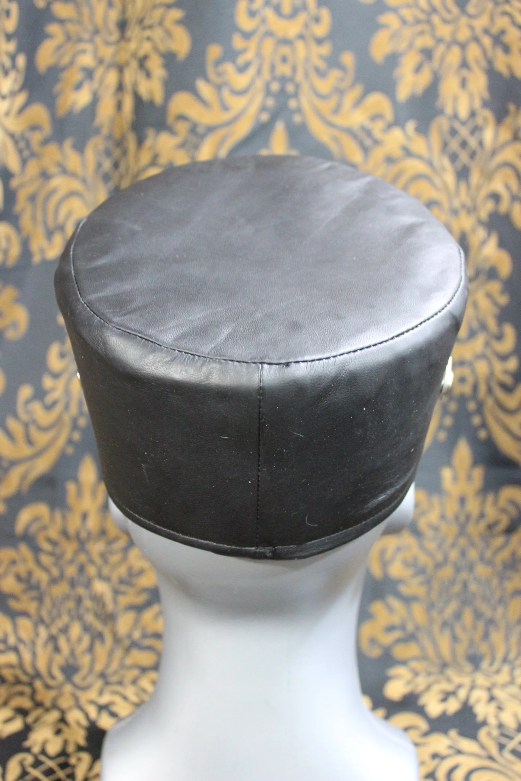 European style Kepi hat in black leather