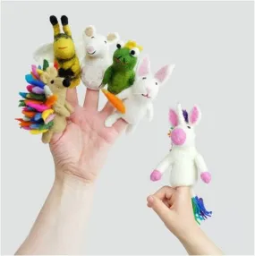 Felt Finger Puppets  - BEE HEDGEHOG FROG MOUSE UNICORN