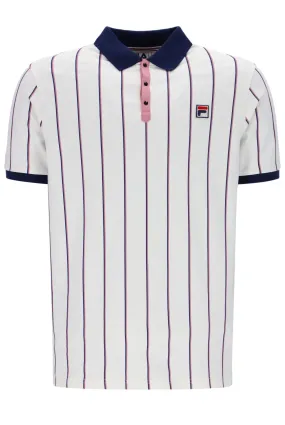 Fila Vintage Men's Brett Double Stripe BB1 Polo Shirt Gardenia