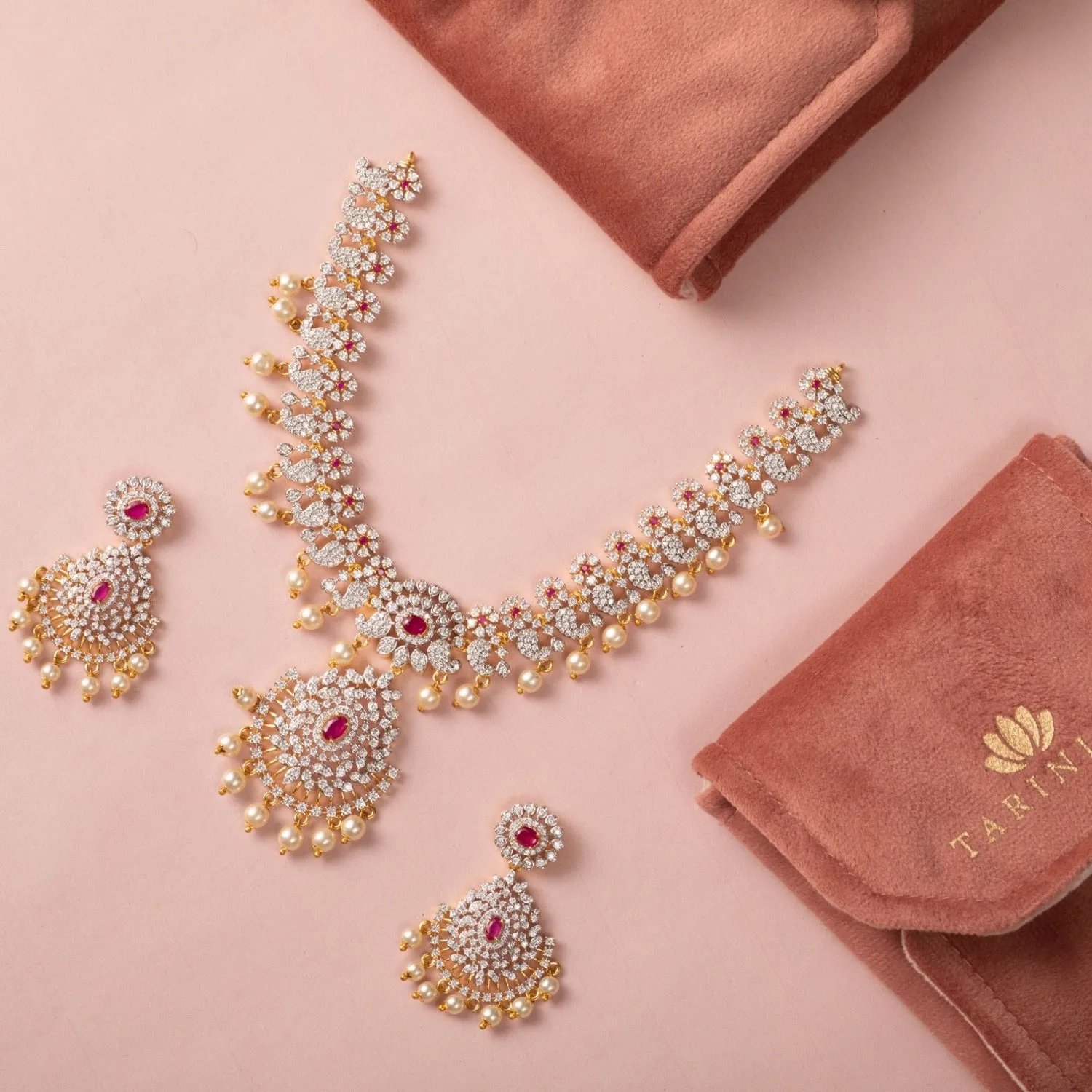 Floral Bling Nakshatra CZ Necklace Set