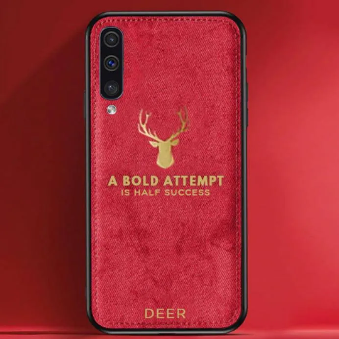 Galaxy A50 Luxury Gold Textured Deer Pattern Soft Case